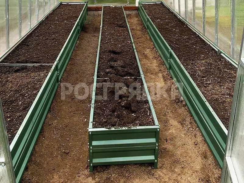 Комплект-грядок-40-6005 Комплект грядок в теплицу. 3 штуки. Зеленые. Высота 40 см.